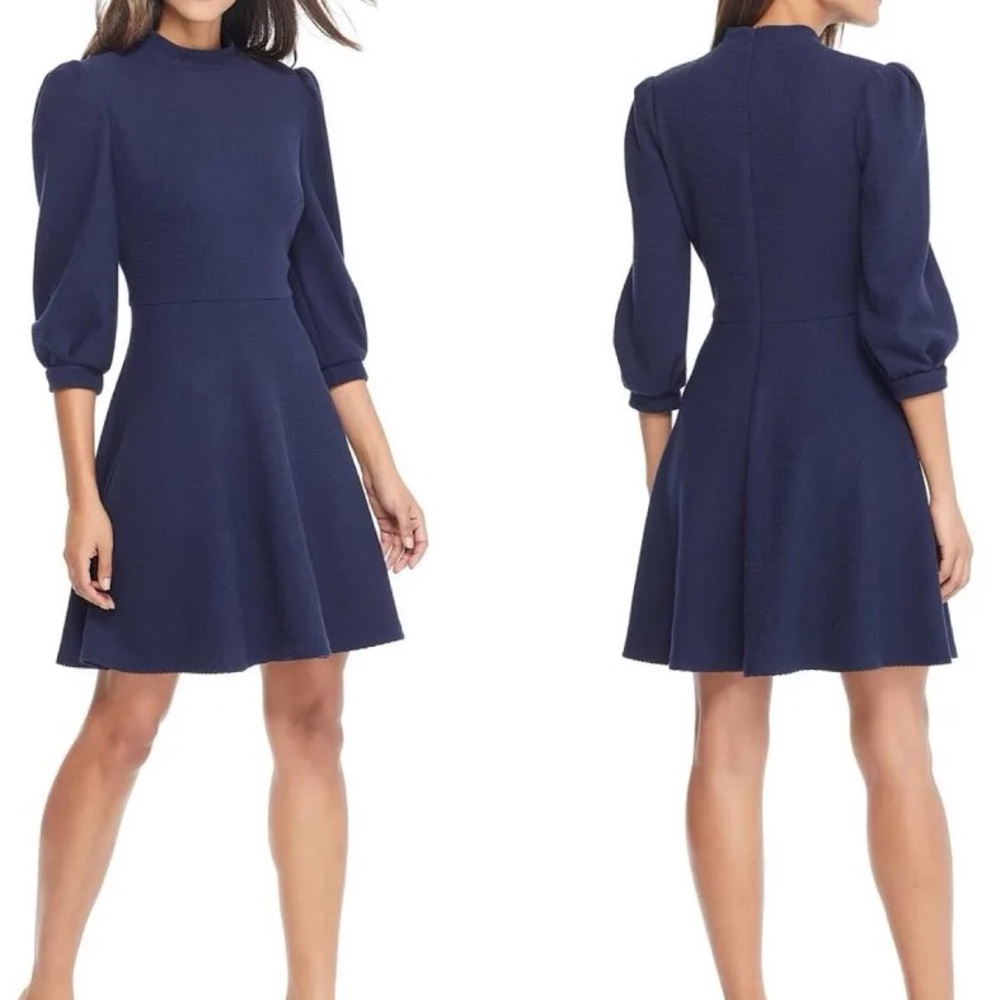Gal Meets Glam Midnight Blue Puff Sleeve Mini Dress